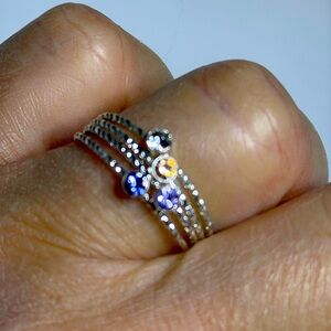 Silver tone stackable ring purple pink and clear sparkly stones size 10 …